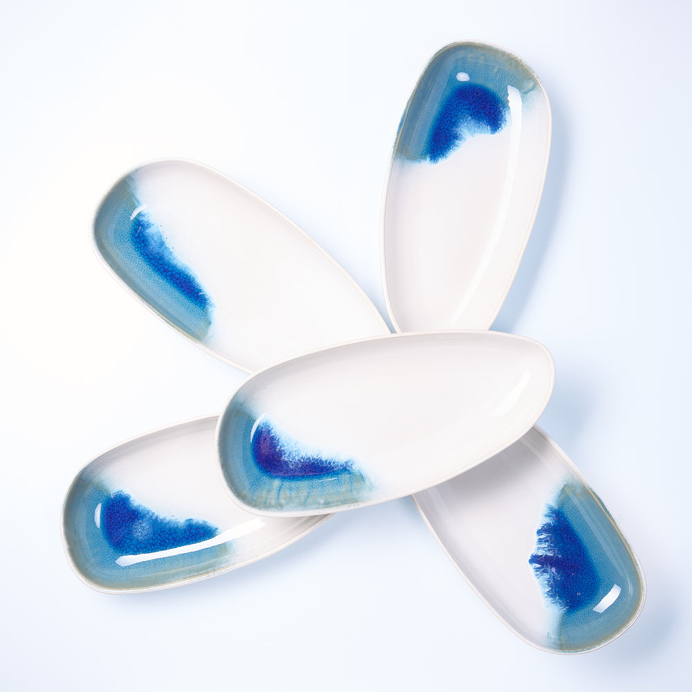 EBB & FLOW | Servierschale Tropfen groß | blau - SeaRâmica